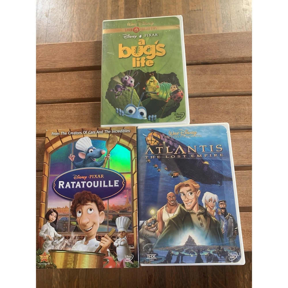 DISNEY Dvd Lot - Atlantis: The Lost Empire, Ratatouille, A Bugs Life Animated